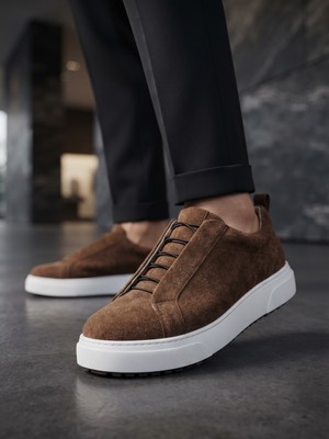 11boa BA0581 Erkek Sneaker Günlük Casual Spor Ayakkabı Kahvrengi Beyaz Taban