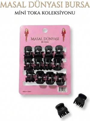 Masal Dünyası Bursa Siyah Mini Mandal Toka 12 Adet Küçük Boy