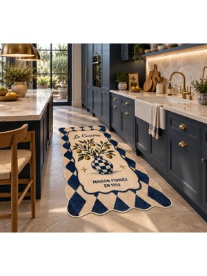Brillant Le Cuisine Limon Desenli Lateks Taban Mutfak Halısı