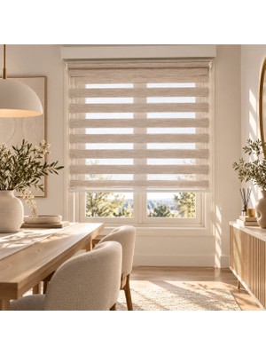 İREMKARAHOME Bambu Raks Sütlü Kahve Zebra Perde