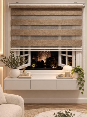İREMKARAHOME Bambu Raks Taba Rengi Zebra Perde