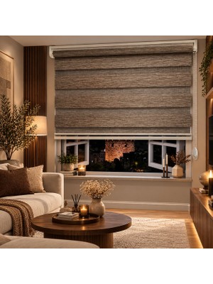 İREMKARAHOME Bambu Raks Kahverengi Zebra Perde