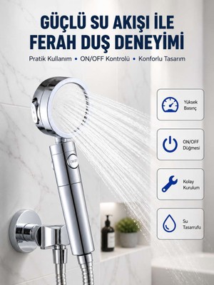 Bin1çeşit Şelale Sisi ve Özellikli Banyo Duş Başlığı