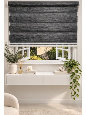 İREMKARAHOME Bambu Raks Koyu Gri Zebra Perde