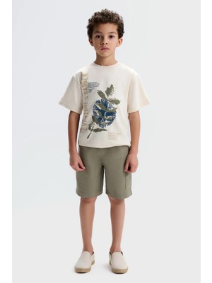 Nk Kids Erkek Çocuk 4-8 Yaş Pamuklu Cep Detaylı Bermuda Şort Haki