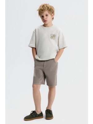 Nk Kids Erkek Çocuk 8-14 Yaş Lyocell Kumaş Bermuda Şort Taş Rengi