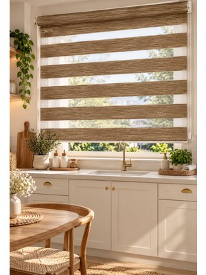 İREMKARAHOME Bambu Raks Kahverengi Zebra Perde
