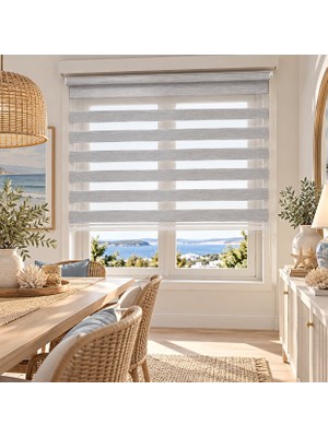 İREMKARAHOME Bambu Raks Açık Gri Zebra Perde