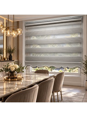İREMKARAHOME Geniş Pilise Gri Zebra Perde