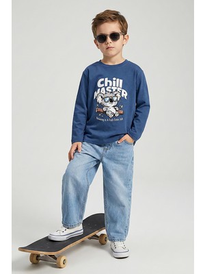 Dmb Erkek Çocuk 4-9 Yaş Yumuşak Denim Baggy Pantolon Mavi