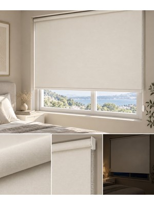 İREMKARAHOME Blackout Karartma Işık Geçirmeyen Stor Perde Ekru
