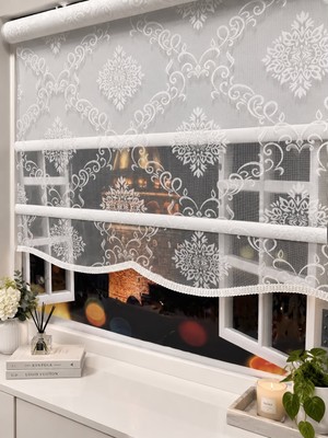 İREMKARAHOME Çift Mekanizmalı Tül ve Stor Perde - Model 4