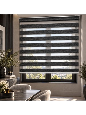 İREMKARAHOME Bambu Raks Koyu Gri Zebra Perde
