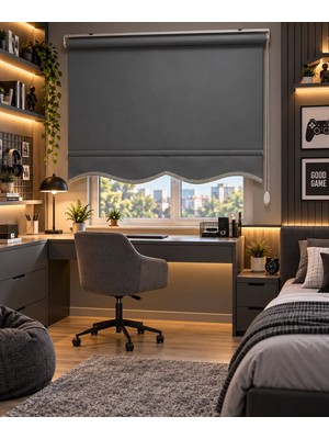 İREMKARAHOME Mat Antrasit Dilimli Stor Perde