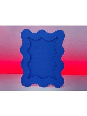 Bezos 3D Baskı Dalgalı Fotoğraf Çerçevesi Wiggle Tasarım Masaüstü Çerçeve 10X15 cm Fotoğraf Çerçevesi Mavi
