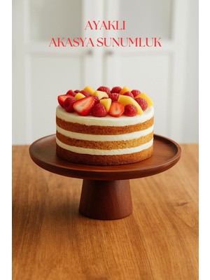 Bezos Akasya Ayaklı Sunumluk & Sunum Tabağı & Sunum Servisi 30X30X10 cm
