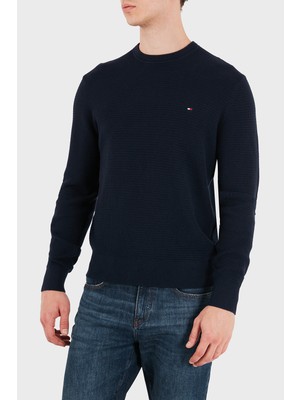 Tommy Hilfiger Pamuk ve Kaşmir Karışımlı Bisiklet Yaka Kazak Erkek Kazak MW0MW44759 Dw5