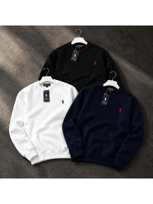 Süprem Erkek Sweatshirt 3’lü Set – Siyah Beyaz Lacivert