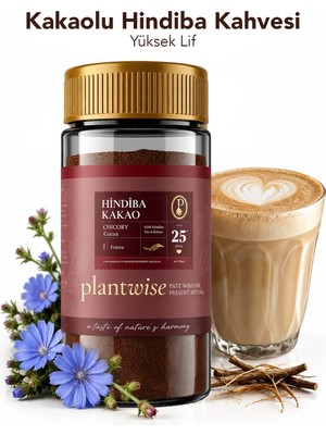 Plantwise Kakaolu Hindiba | %80 Hindiba %20 Kakao | Kafeinsiz | 100G Cam Kavanoz