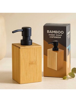 Bin1çeşit Bambu Sıvı Sabunluk (Siyah Pompa) 7 x 11.5 cm