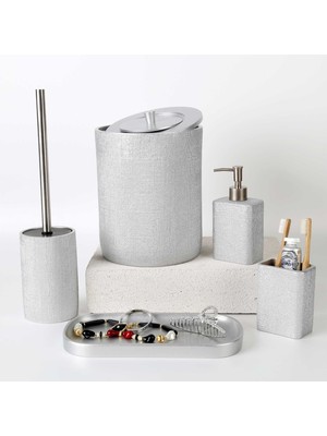 Selim Linen Banyo Seti Gümüş