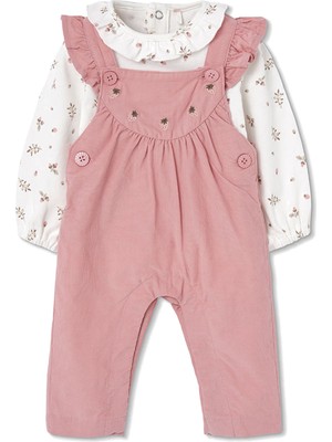 Boboli Fırfır Detaylı Salopet Set 6 Ay-18 Ay Pembe