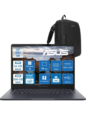1001 Expertbook B5 B5405CCA-U716512B1D Intel® Core™ Ultra 7 255H Aı 24GB Ddr5 256GB SSD Intel® Arc™ Graphics 14"inç Wuxga (1920X1200) IPS 300NITS WIN11HOME B5405CCAH01+ZETTAÇANTA