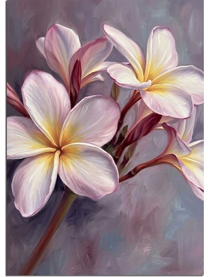 Karizma Tablo Pembe Beyaz Frangipani Çiçek Dalı Dekoratif Kanvas - Mdf Ahşap Tablo