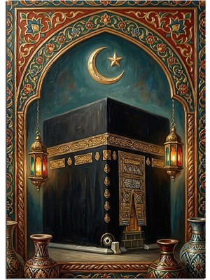 Karizma Tablo Kabe ve Hilal Dini Tablo Dekoratif Kanvas - Mdf Ahşap Tablo
