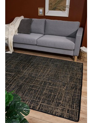 Hali.Net Miami Antrasit Geometrik Etnik Modern Desenli Hav Vermeyen Leke Tutmayan Kolay Temizlenen Yumuşak Makine Salon Yolluk Mutfak Halı
