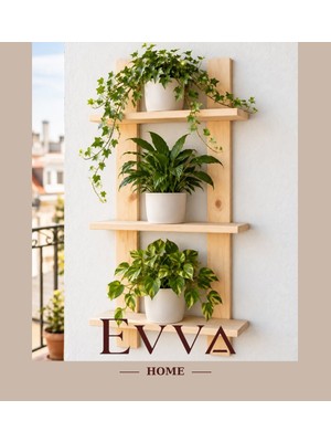 Evva Home 3 Katlı Ahşap Raf ve Duvar Organizeri