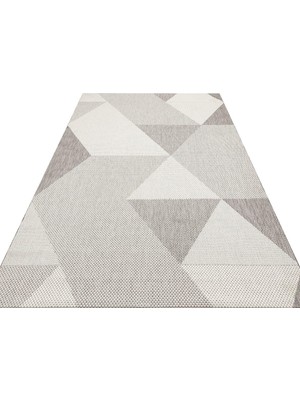 Hali.Net Gri Geometrik Etnik Modern Desenli Pamuk Hav Vermeyen Leke Tutmayan Kolay Temizlenen Yumuşak Makine Salon Yolluk Mutfak Halı