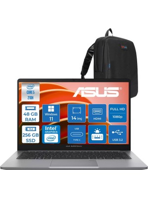 1001 Expertbook P1 P1403CVA Intel® Core™ 5 210H 48GB Ddr5 256GB SSD 14"fhd (1920 x 1080) 300NITS WIN11PRO Taşınabilir Bilgisayar PC516512G0DP16+ZETTAÇANTA