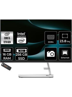 1001 Ideacentre 24IAP7 I5 12450H 16GB Ram 256GB SSD 23.8" Fhd Freedos F0GH01JCTRP311 All In One Bilgisayar + Per4 USB