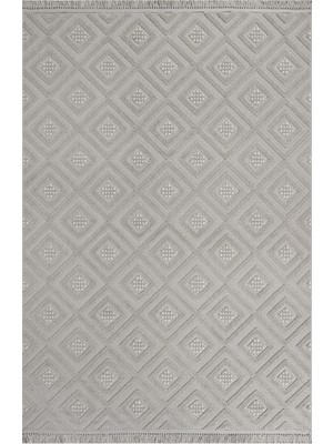 Hali.Net Mignonette Geometrik Gri Pamuk Dikdörtgen Modern Desenli Akrilik Hav Vermeyen Leke Tutmayan Kolay Temizlenen Yumuşak Makine Salon Yolluk Mutfak Halı