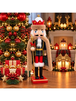 Yıldızhane 38 cm Lüks Kürklü Kurşun Asker Fındıkkıran Yılbaşı Süsü Noel Dekoratif Figür