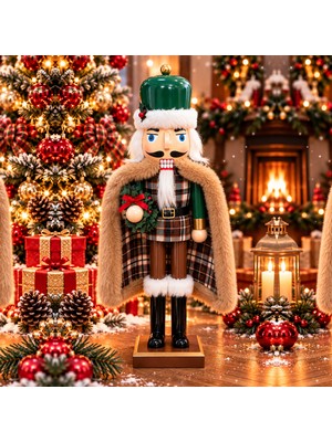 Yıldızhane 38 cm Lüks Kürklü Kurşun Asker Fındıkkıran Yılbaşı Süsü Noel Dekoratif Figür