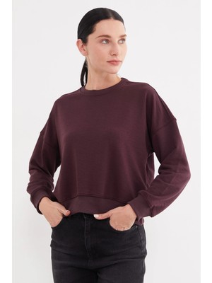FullaModa 3 Iplik Şardonsuz Basic Bisiklet Yaka Sweatshirt