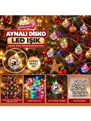Bkmc Party Aynalı Disko LED Işık Zinciri – Yılbaşı Ağacı ve Parti Süsleme, Renkli Veya Gün Işığı Seçenekli Dekoratif Tel LED
