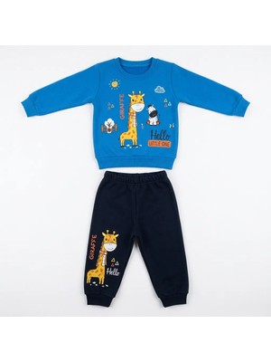 Tofil 2'li Unisex Bebek Zürafa Baskılı %100 Pamuklu 6-9-12-18-24 Ay Alt Üst 2'li Yenidoğan Bebek Takımı