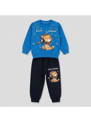 Tofil 2'li Erkek Bebek Aslan Baskılı %100 Pamuklu 6-9-12-18-24 Ay Alt Üst 2'li Yenidoğan Bebek Takımı