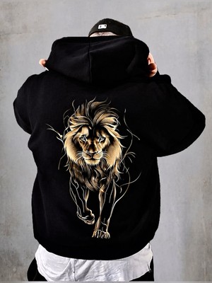 BarsDepo Aslan Baskılı Sweatshirt Hoodıe %100 Pamuk ( Suprız Hedıyelı )