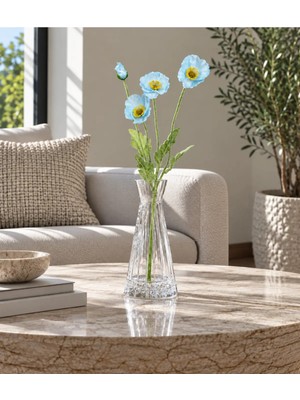 Biçiçek Yapay Çiçek Gelincik Dalı 4lü 60CM Açık Mavi