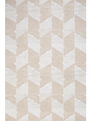 Bespoky  Geometrik Krem Pamuk Dikdörtgen Modern Desenli Pamuk Makinada Yıkanabilir Hav Toz Vermez Leke Tutmayan Kaymaz Taban Dijital Makine Baskı Salon Yolluk Mutfak Halı
