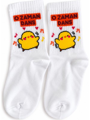 Feemels Renkli Desenli Neşeli Kolej Çorap - Unisex