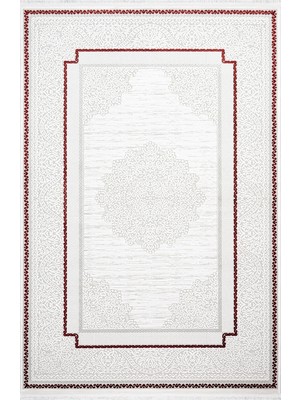 Bespoky Antonella Çerçeveli Gri Akrilik Dikdörtgen Modern Desenli Akrilik Hav Vermeyen Leke Tutmayan Kolay Temizlenen Yumuşak Makine Salon Yolluk Mutfak Halı
