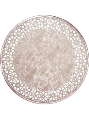 Bespoky Seekirchen Vizon Modern Etnik Desenli Deri Halı