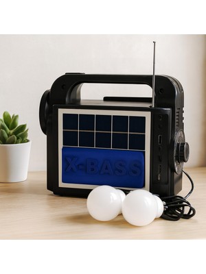 Solar 3'ü 1 Arada El Feneri Radyo Mp3 Bluetooth Powerbank