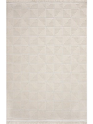 Bespoky Dreamy Geometrik Bej Mikrofiber Dikdörtgen Modern Desenli Akrilik Hav Vermeyen Leke Tutmayan Kolay Temizlenen Yumuşak Makine Salon Yolluk Mutfak Halı