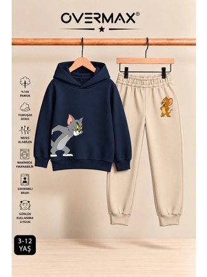 Overmax Çocuk Tom & Jerry Baskılı Kapüşonlu Eşofman Takımı – 3-12 Yaş